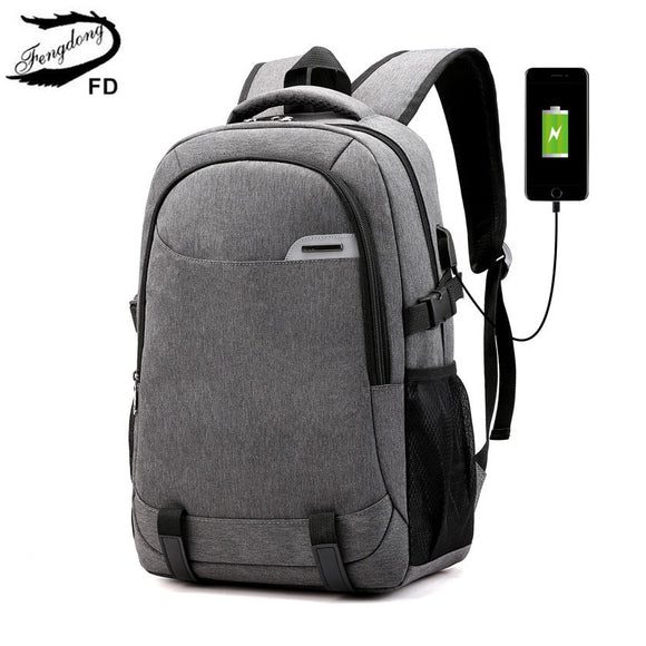Fengdong school bags for boys usb charge bag laptop backpack