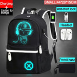 Fashion Backpacks Luminous Animation School Bags For children and teens