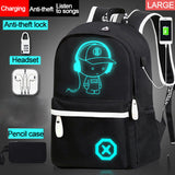Fashion Backpacks Luminous Animation School Bags For children and teens