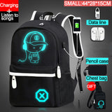 Fashion Backpacks Luminous Animation School Bags For children and teens