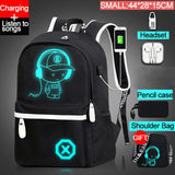 Fashion Backpacks Luminous Animation School Bags For children and teens